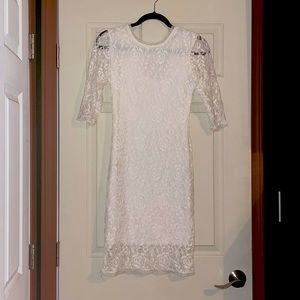 White lace dress with keyhole back